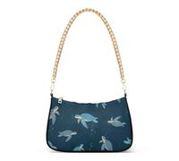 Pochette blu con tartarughe marine antiche borse da donna borsa a tracolla da donna borsa elegante borsa hobo chiusura a cerniera tracolla catena