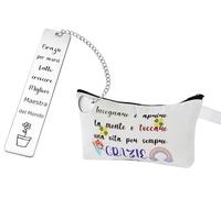 Pochette Bustina Maestra+Segnalibro Maetsra Insegnate Regalo Insegnante porta oggetti Astuccio,Regalo Maestre Fine Anno Idee Regalo Insegnanti Regali Maestre Degli Alunni Bambini