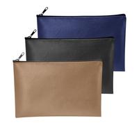Pochette Cerniera Ecopelle 3 Pezzi Busta Porta Oggetti Ecopelle Borsa Banca A5 Borsa Banconote Impermeabile Sacchetto del Documento Borse File con Cerniera Busta Porta Soldi