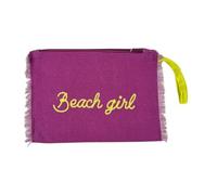 Pochette con Laccio da Polso e Stampa Beach Girl 28x22cm Interno Impermeabile chiusura con Zip (VIOLA)