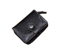 Pochette con perline alla moda retrò in pelle cerata olio in ecopelle da donna portafoglio corto con cerniera borsa portafoglio nuovo cappello da uomo (nero, taglia unica)