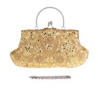 Pochette con perline - Borsa a mano alla moda, Purso con perline di grande capacità | Elegante borsa da donna da sera con cinturino a catena, borsa a frizione di lusso per la notte di nozze, Oro