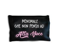 Pochette con scritta Menomale che non penso ad alta voce, astuccio con frase divertente