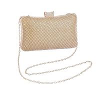 Pochette con strass, borsa da sera scintillante, 21 x 12 x 6 cm, borsa elegante, borsa da sera per feste formali, manico a catena versatile, ideale per matrimoni, balli e banchetti, Oro, Refer to