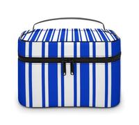 Pochette cosmetica a righe blu royal e bianche