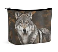 Pochette cosmetica Gray Wolf con cerniera, borsa da toilette grande per don