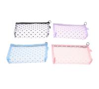 Pochette Cosmetica in Rete a Cuore 4 Pezzi, Nylon Trasparente | Chiavi e Campioni Formato Viaggio, Visibilità Immediata, Borsa Interna da Bagno e Zaino