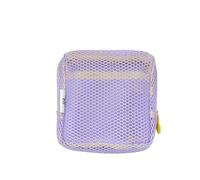 Pochette Cosmetica In Rete Borsa cosmetica quadrata portatile con cerniera, rete, articoli vari multiuso(No Handle Purple)