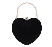 Pochette da donna, a forma di cuore, borsa da sera con ruota simulatore di agricoltura, con frizione, Nero , Taglia unica