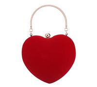 Pochette da donna, a forma di cuore, borsa da sera con ruota simulatore di agricoltura, con frizione, Rosso, Taglia unica