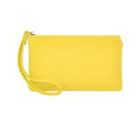 Pochette da donna alla moda in ecopelle con cerniera, tinta unita, pochette fatta a mano per donna tracolla in pelle (giallo, taglia unica)