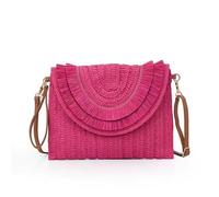 Pochette da Donna Borse a tracolla da spiaggia estive da donna in paglia di rafia intrecciata alla moda(ROSE RED 1PC)