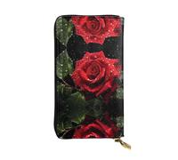 Pochette da donna di grande capacità, portafoglio multi-slot per carte di credito, contanti, monete, tasca portaoggetti con cerniera. The Rose Under The Rain Portafoglio lungo in pelle, Nero , Taglia