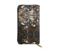 Pochette da donna di grande capacità, portafoglio multi-slot per carte di credito contanti monete, tasca portaoggetti con cerniera. portafoglio lungo in pelle con frammenti metallici, Nero , Taglia