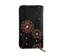 Pochette da donna di grande capacità, portafoglio multi-slot per carte di credito, contanti, monete, tasca portaoggetti con cerniera, portafoglio lungo in pelle con dente di leone stellato, Nero ,