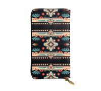 Pochette da donna di grande capacità, portafoglio multi-slot per carte di credito contanti monete, tasca portaoggetti con cerniera. portafoglio lungo in pelle con ricamo nazione indiana, Nero , Taglia