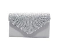 Pochette da donna grande da sera in raso con strass da sposa borsa a tracolla da uomo, Argento, Taglia unica