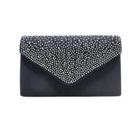 Pochette da donna grande da sera in raso con strass da sposa borsa a tracolla da uomo, Blu scuro, Taglia unica