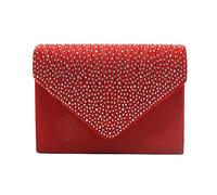 Pochette da donna grande da sera in raso con strass da sposa borsa a tracolla da uomo, Rosso, Taglia unica