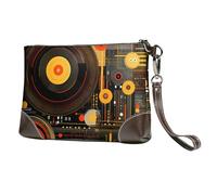Pochette da donna in pelle con dischi in vinile CD, borsa da polso astratta con cinturino staccabile, borsa da sera, portafoglio lungo da donna per feste di nozze, viaggi d'affari