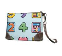 Pochette da donna in pelle con icona della matematica, borsetta da polso con numeri colorati, con cinturino staccabile, borsa da sera, portafoglio lungo da donna, per matrimoni, feste, viaggi, affari