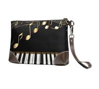 Pochette da donna in pelle con note musicali dorate, borsa da polso con tastiera di pianoforte con cinturino staccabile, borsa da sera lunga da donna, per matrimoni, feste, viaggi, affari