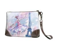 Pochette da donna in pelle con Torre Eiffel, motivo Parigi acquerello, con cinturino staccabile, borsa da sera, portafoglio lungo da donna, per matrimoni, feste, viaggi, affari