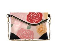 Pochette da donna in pelle PU in stile minimalista, pochette da sera per feste magiche rosa floreale rosso