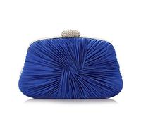 Pochette da donna in raso plissettata con fiocco per matrimonio, ballo di fine anno, con tracolla a catena rimovibile, per matrimoni, cocktail e feste (blu reale), Blu reale