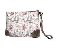 Pochette da polso da donna, con stampa di mongolfiera, rosa, con stampa floreale