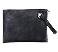 Pochette da Polso in Pelle Donna, Portafoglio Grande Borsa Organizer Portatutto, Borsetta da Sera Busta con Cinturino da Polso e Cerniera per Feste, Matrimoni, Affari Viaggio, Nero