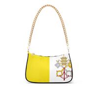 Pochette da sera con cerniera e bandiera della Città del Vaticano, borsa a tracolla da donna con tracolla a catena