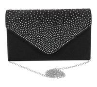 Pochette da Sera da Donna in Poliestere Nero Decorata con Cristalli | Cerimonie e Gala, Design Compatto e Lucente, Spazio per Specchio e Carte
