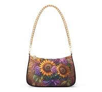 Pochette da sera marrone con bouquet di girasoli da donna borsa a tracolla divertente da donna stampa chiusura con cerniera