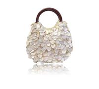 Pochette da spiaggia fatta a mano, borsa da sera estiva con perline, borsa da sera Eashell con manico superiore, borsa da donna per viaggi e feste serali, Guscio su un solo lato, One Size