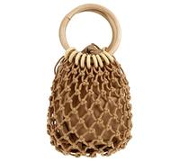 Pochette da spiaggia in cotone intrecciato, elegante e piccola, per uscite estive, pratico design portatile per oggetti essenziali e chiavi, si abbina a un look casual, Marrone, Large