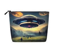 Pochette da toilette da donna con stampa "atterraggio UFO", organizer per cosmetici, ideale per viaggi e trasferte di lavoro.
