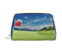 Pochette da viaggio in pelle con campo da golf con bandiera nel buco