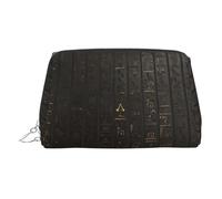 Pochette da viaggio in pelle con geroglifico antico egiziano in PVC, Argento, One Size