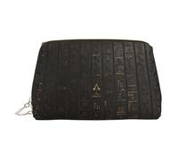 Pochette da viaggio in pelle con geroglifico antico egiziano in PVC, Oro, One Size