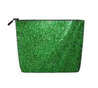 Pochette da viaggio versatile con lustrini verdi, ideale per la routine quotidiana e i viaggi d'affari, Nero , Taglia unica, Beauty case