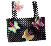 Pochette Di Perline Borsa da donna con motivo a farfalla, in acrilico, alla moda, semplice, con onda, estiva, da spiaggia.(Black)