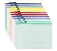 Pochette Document Zippée A4, pochette con zip in 5 colori PVC trasparenti documento cartella, rete con cerniera per viaggi, ufficio, viaggi, forniture (10 pezzi)
