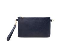 Pochette Donna con Tracolla Borsa Clutch Donna Elegante in Pelle Morbida Made in Italy Borsa da Polso Modello Mya Blu