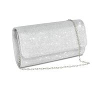 Pochette Donna Elegante,Pochette Argento Cerimonia,Borsa Lucida con Catena,Borsetta Donna,Pochette da Sposa, Borsa da Donna con Paillettes, Per Partecipare a Matrimoni e Cocktail Party (Argento)