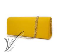 Pochette donna elegante raso color giallo senape cerimonia borsa clutch borsetta