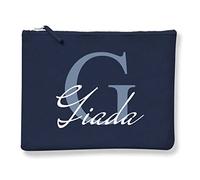 Pochette Donna PERSONALIZZABILE con nome con Iniziale Floreale - Lettera G - 100% cotone Canvas
