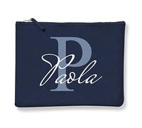 Pochette Donna PERSONALIZZABILE con nome con Iniziale Floreale - Lettera P - 100% cotone Canvas