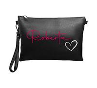 Pochette donna personalizzata con Nome Bianca o Nera stampa Diretta Idea Regalo Festa della Mamma Natale San Valentino Anniversario Compleanno Borsello 25x16cm 2