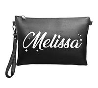 Pochette donna personalizzata Iniziali Nome nera eco pelle sintetica Clutch idea regalo Natale Compleanno Anniversario Festa della Mamma con polsino Moda mom amore love figli 12